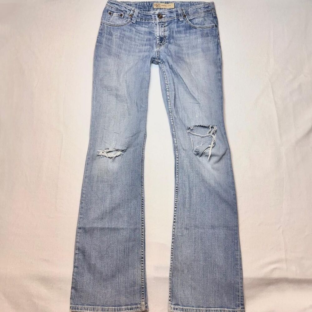 BKE vintage y2k wendi low-rise bootcut flare heavy frayed/distressed/embroidered